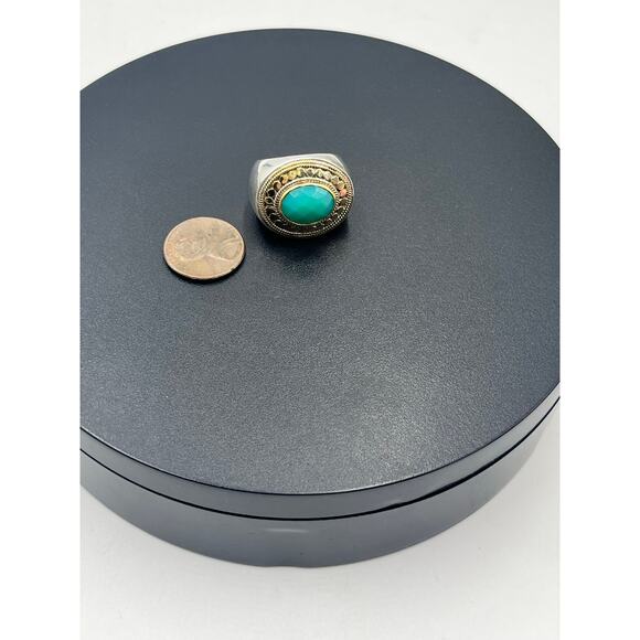 Anna Beck Sterling Silver Vermeil Chunky Oval Blue Quartz Gemstone Dots Ring 7.5 - Picture 7 of 11